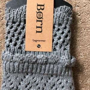 Born grey knit leg warmers